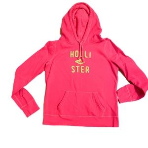 Girls hollister hoodie with slime green lettering warm with large pocket size L